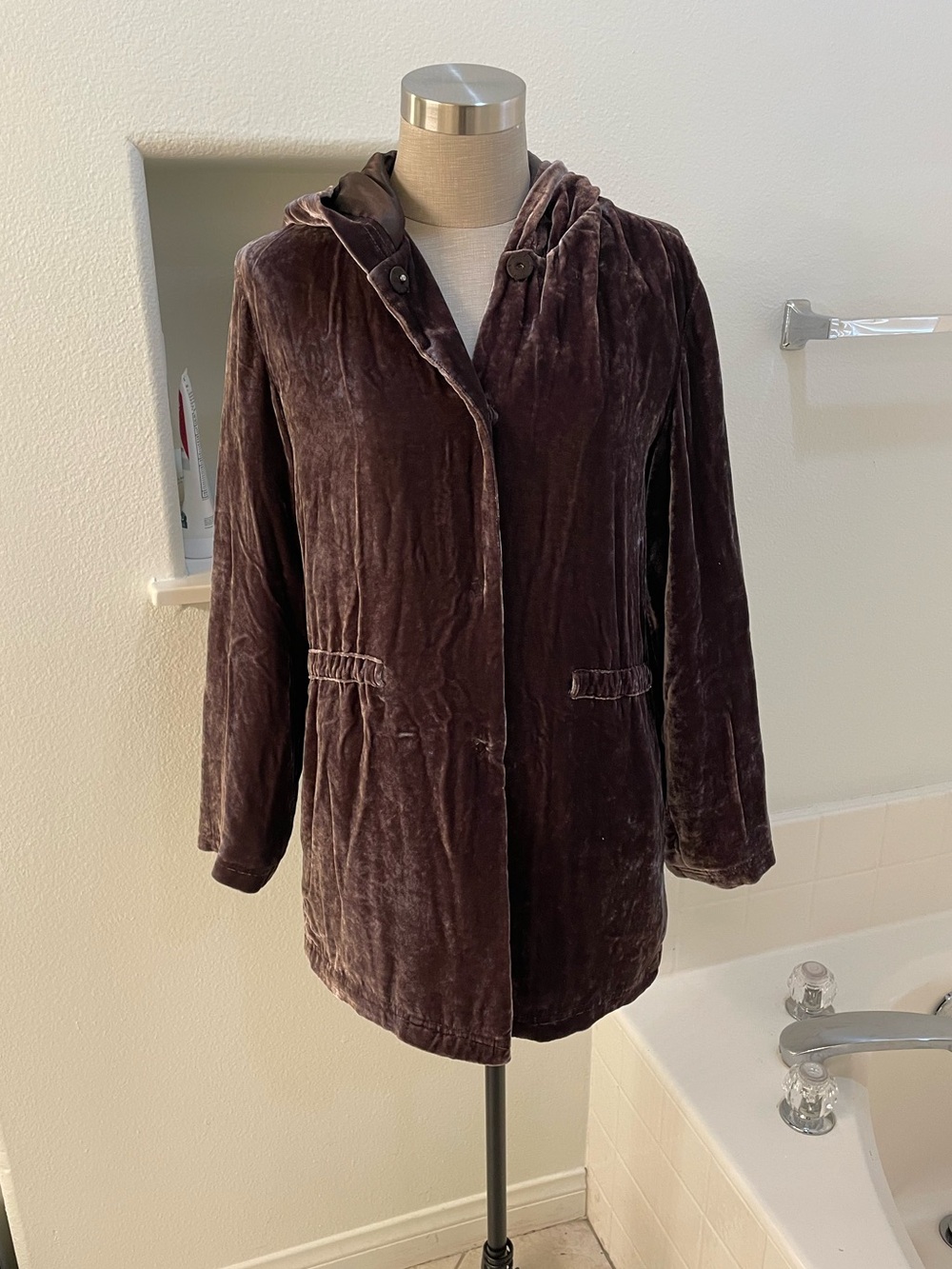 J. Jill Velvet Hooded jacket Coat dark romantic